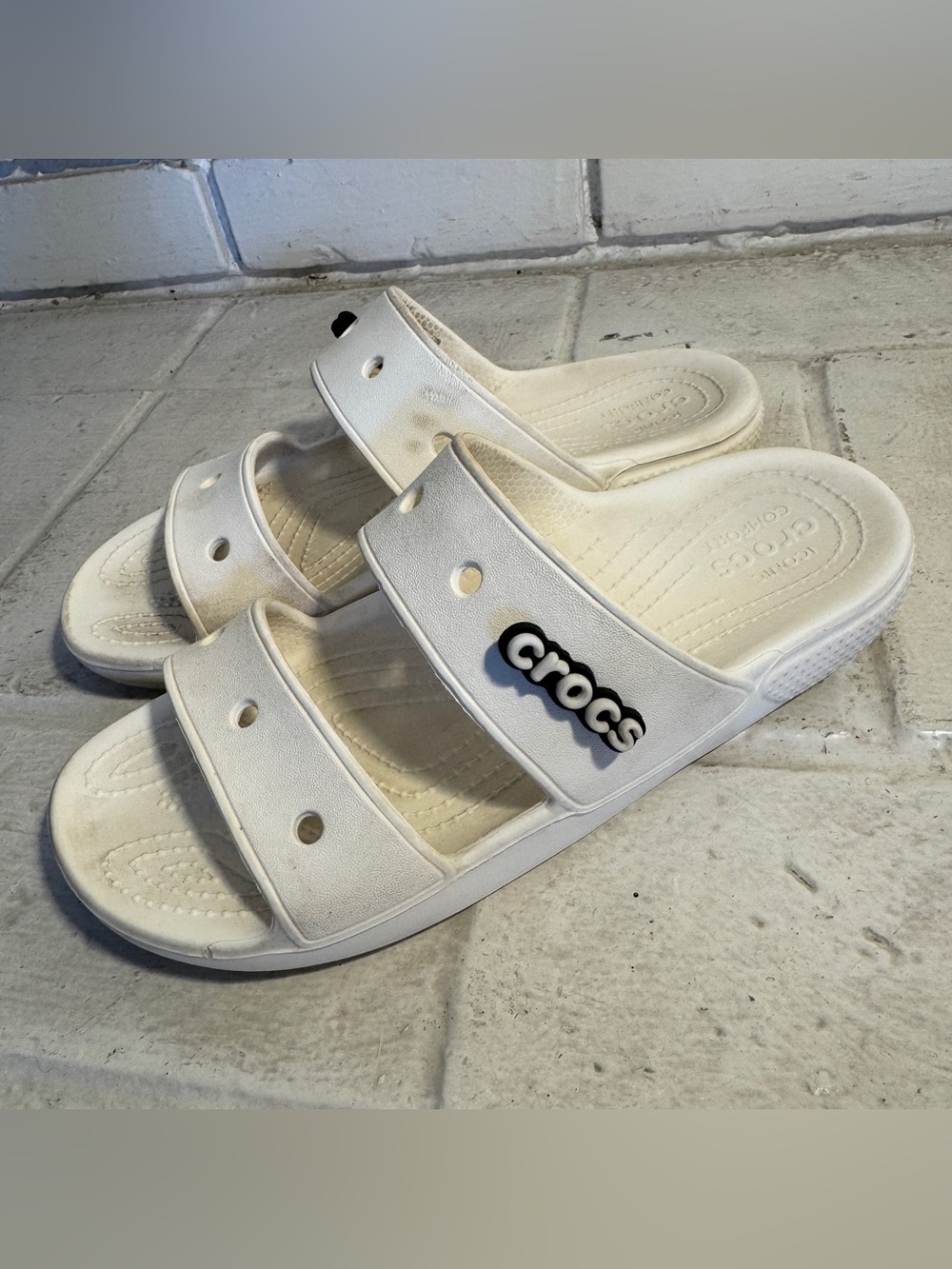 Crocs Classic Two Strap Slide Sandal White Women’s Size 8 Men’s Size 6